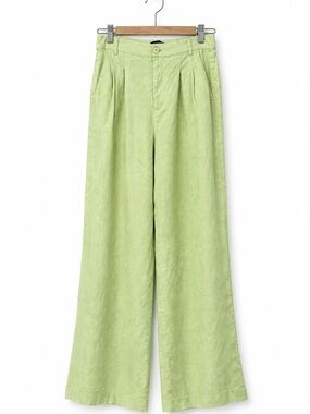 Central Park West Lime Green Wide-Leg Trousers